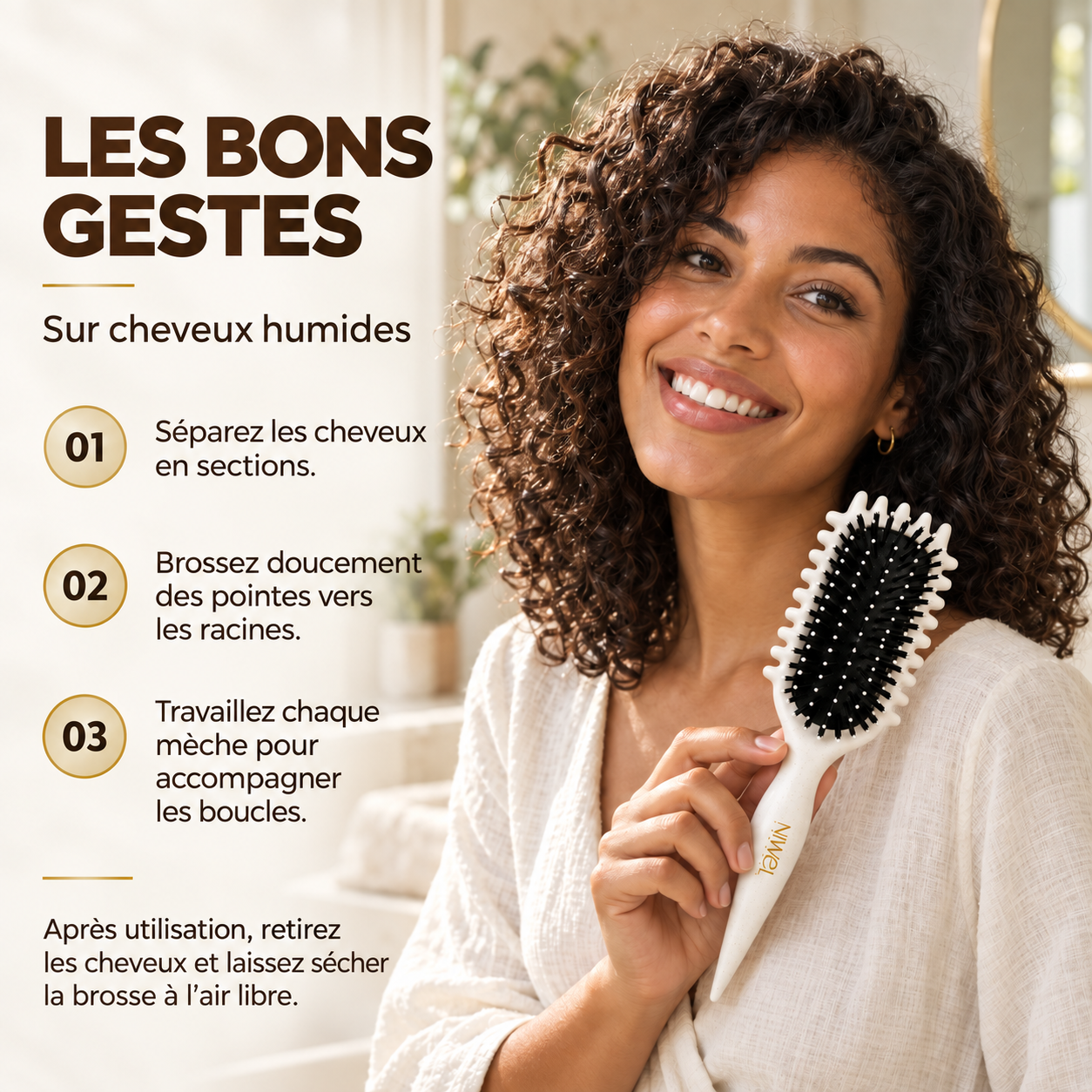 Brosse définissante cheveux bouclés